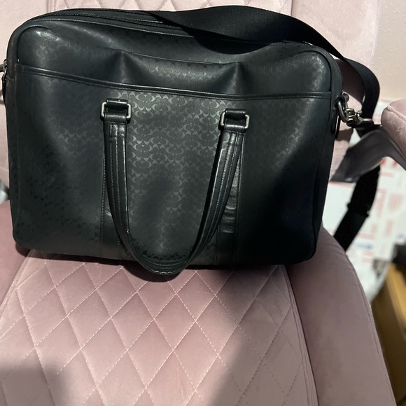 Coach Men's Business Bag Micro Signature Black PVC Razor Messenger Laptop Bag - Picture 3 of 14